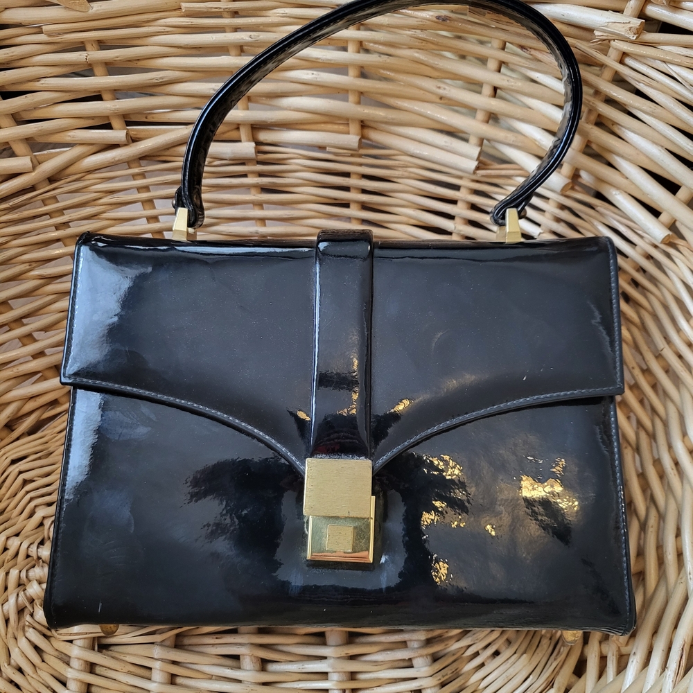 Elegant Black Patent Leather Handbag